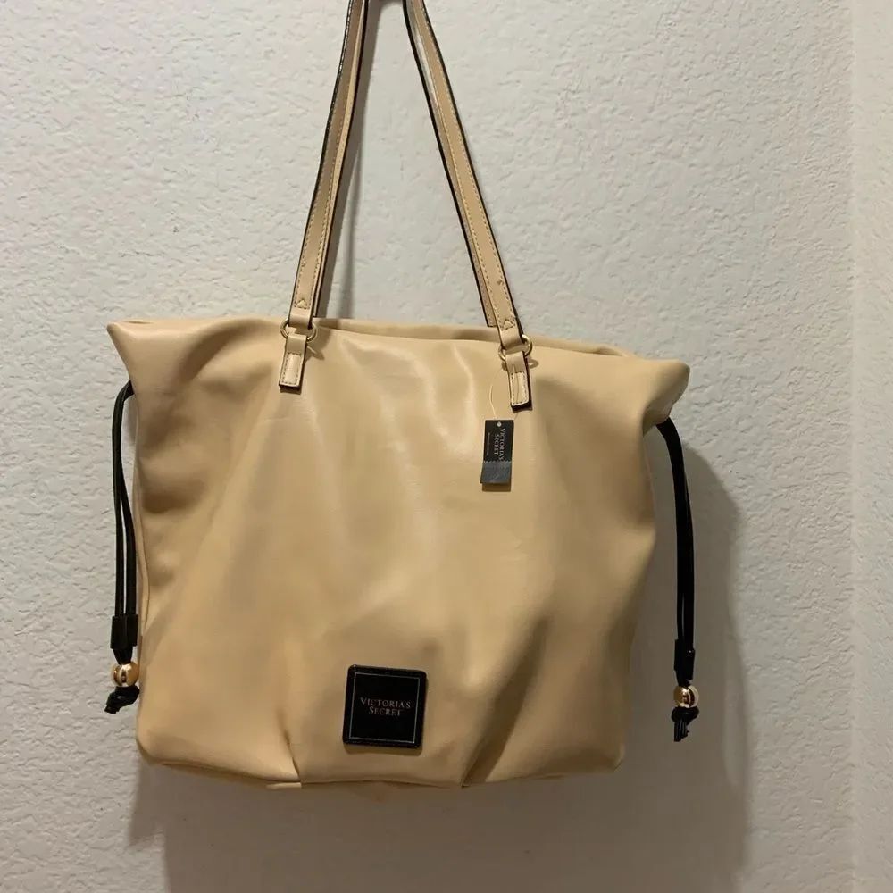 NWT Victorias Secret Cinch Top Tote Bare Faux Leather Bag Purse